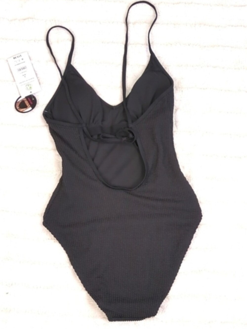 No Boundaries Juniors One Piece Black Crinkle Textured Swimsuit NWT - Picture 6 of 12